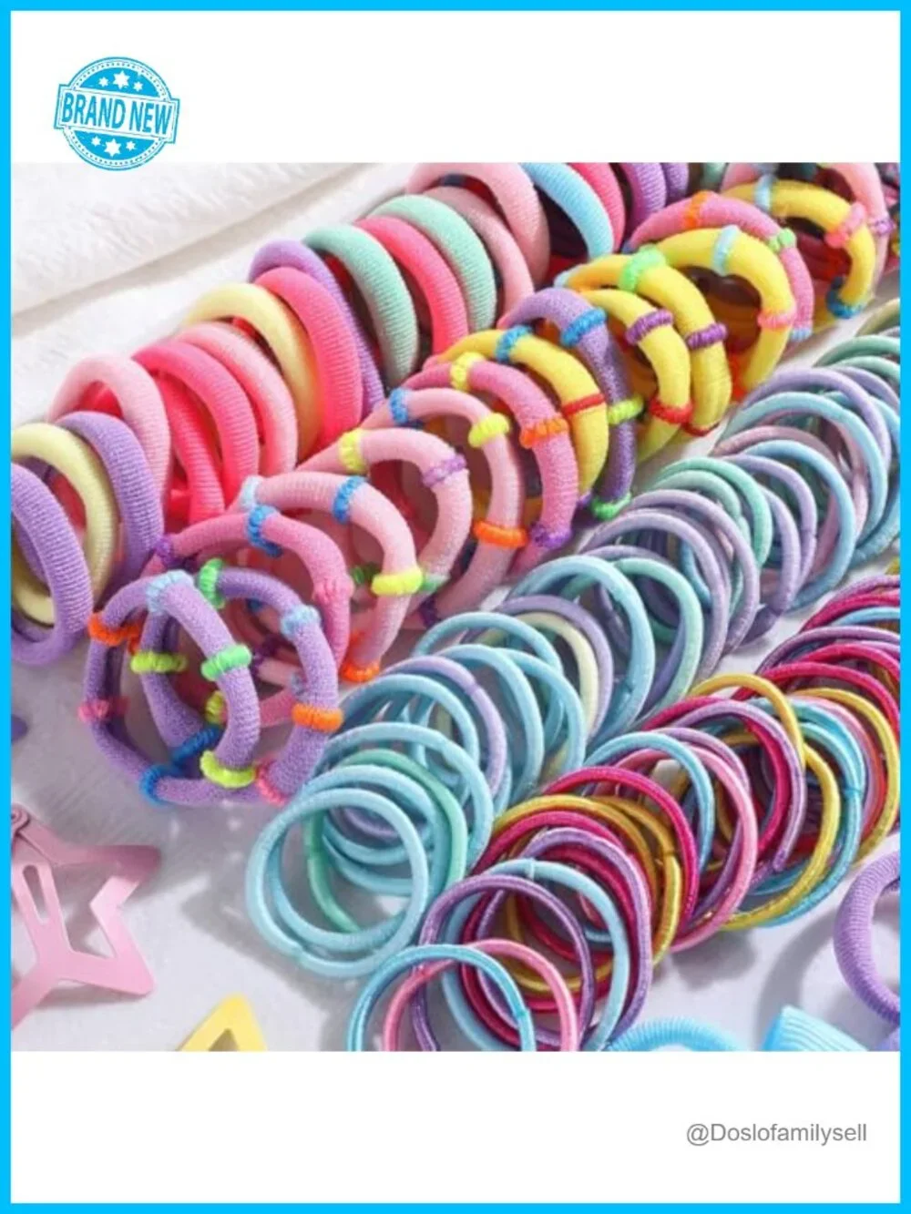 Soft Elastic Hair Ties Multicolor Hair Bobbles Set with Mini Clips 1000pcs